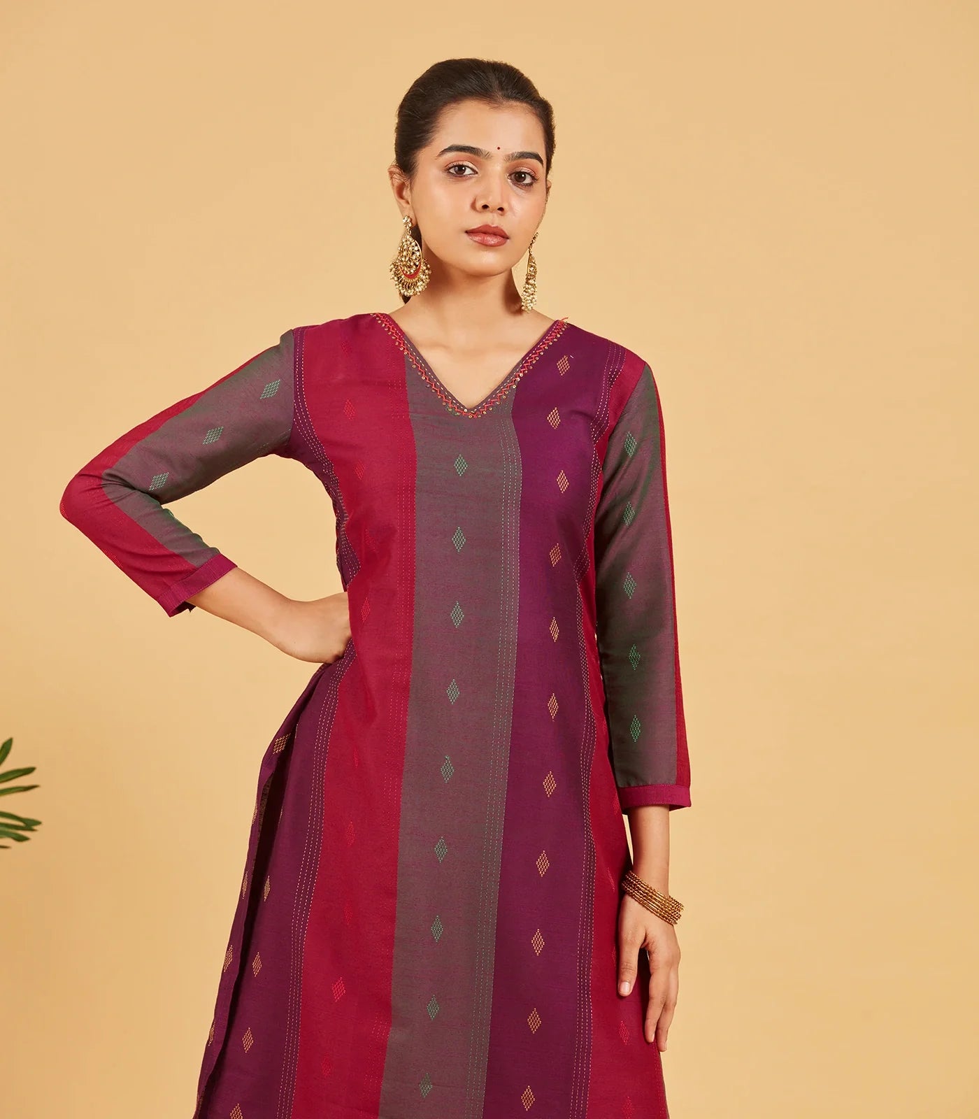 Purple And Pink Striped Kurta
