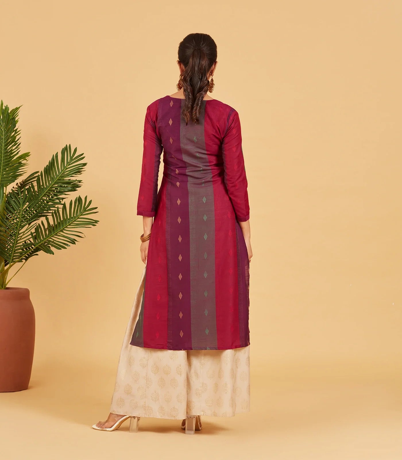 Purple And Pink Striped Kurta
