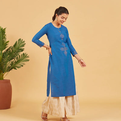 Solid Royal Blue Kurta