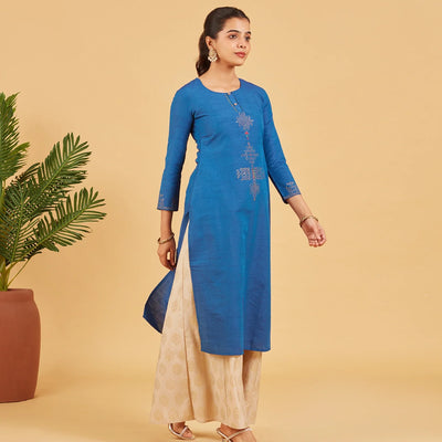 Solid Royal Blue Kurta