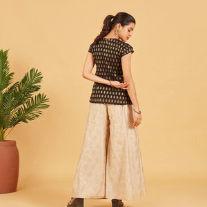 Black And Gold Zari Work Short Top