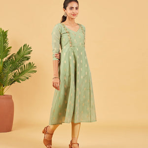 Pastel Green Embroidered Festive Kurta