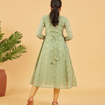 Pastel Green Embroidered Festive Kurta
