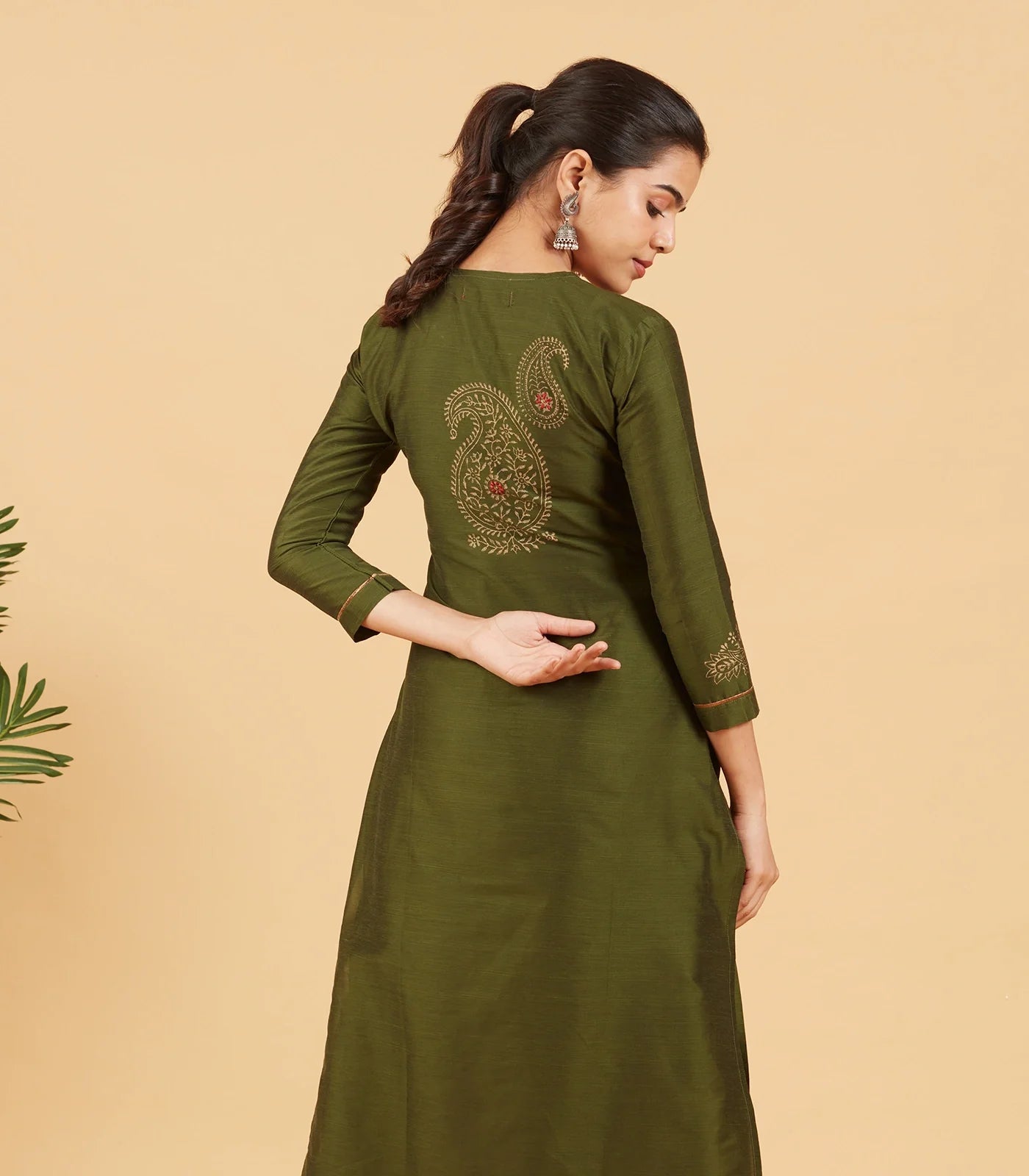 Solid Olive Green Kurta