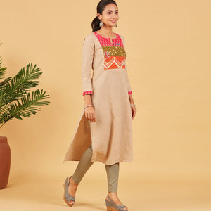 Beige Cotton Kurta