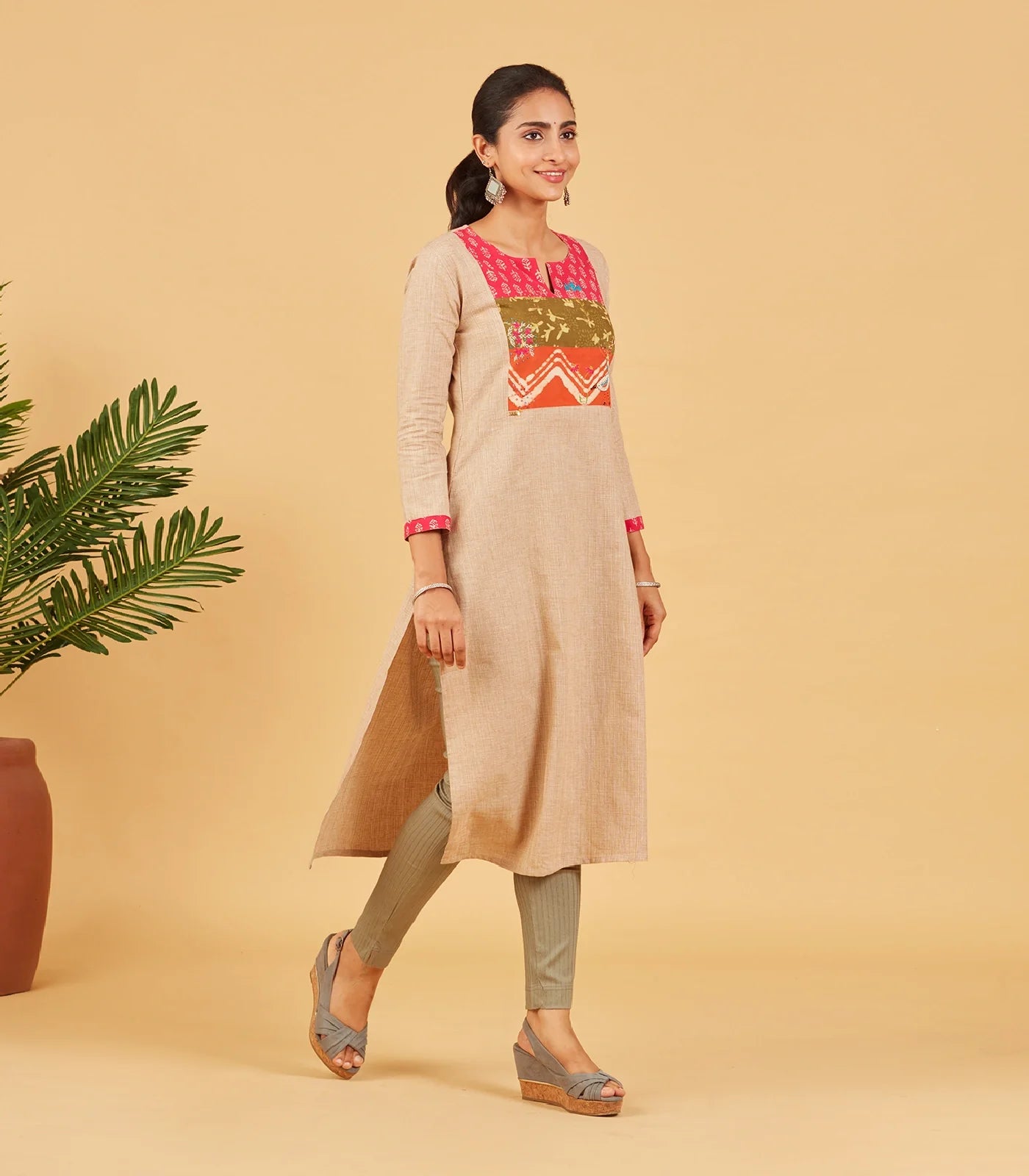 Beige Cotton Kurta