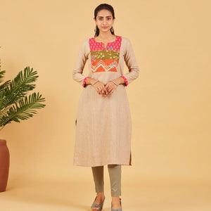 Beige Cotton Kurta