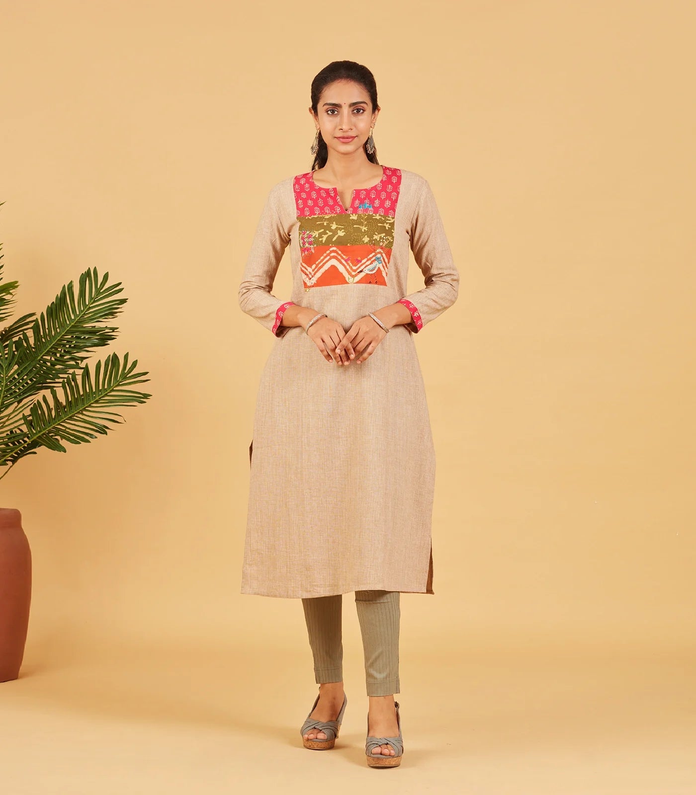Beige Cotton Kurta