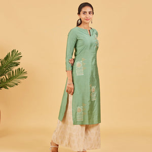 Pastel Green Foil Printed Kurta