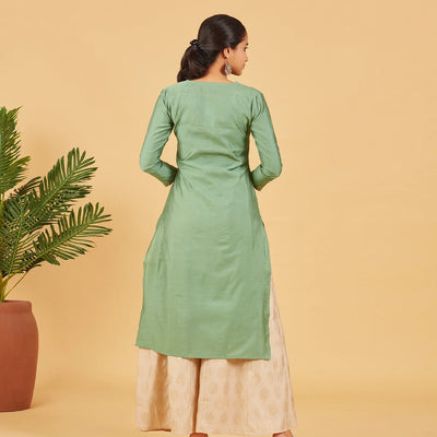Pastel Green Foil Printed Kurta