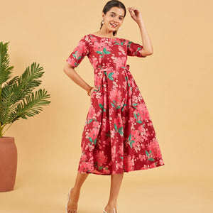 Maroon Floral Dress