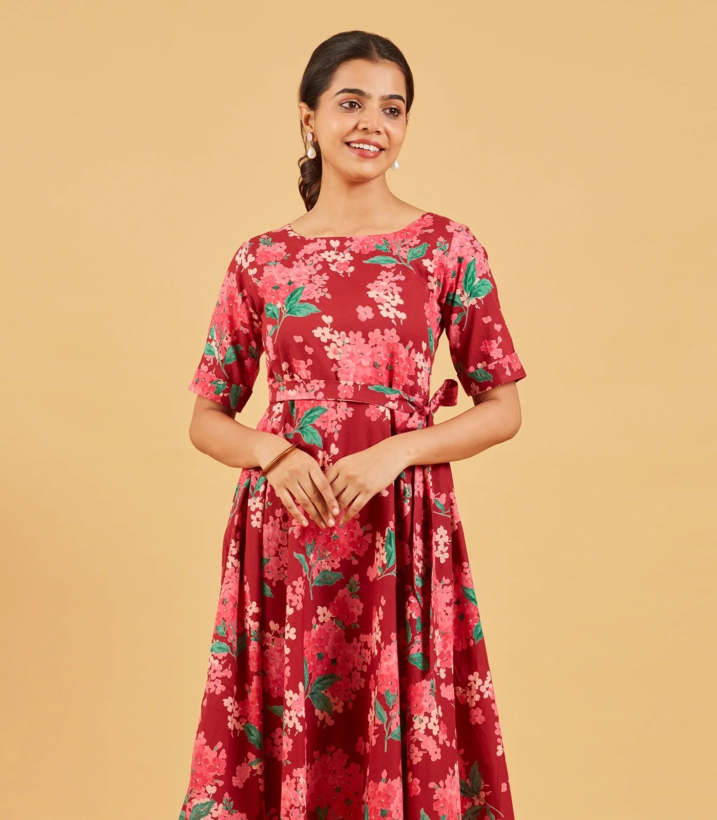 Maroon Floral Dress