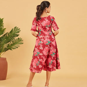 Maroon Floral Dress