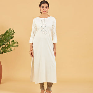 Solid Ivory Cotton Kurta