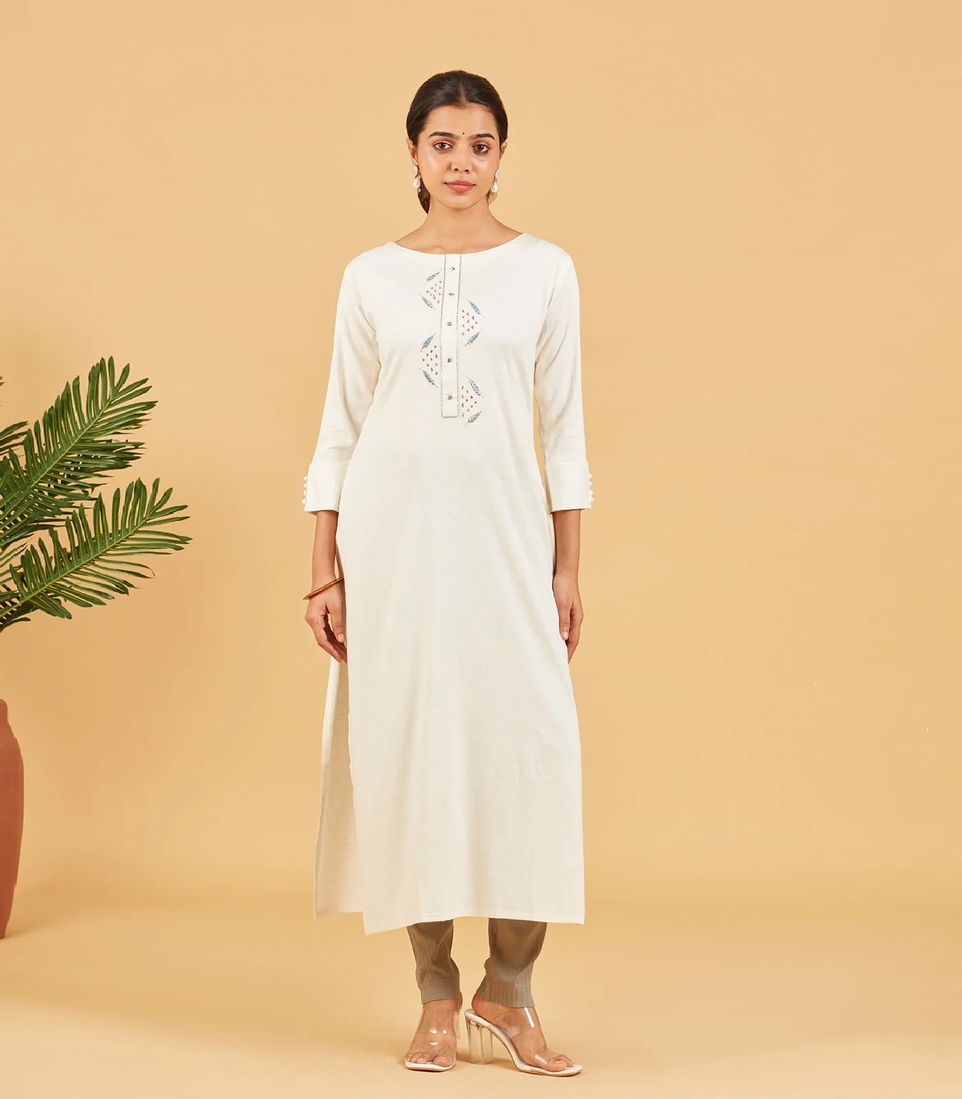 Solid Ivory Cotton Kurta