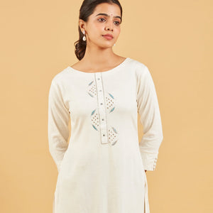 Solid Ivory Cotton Kurta