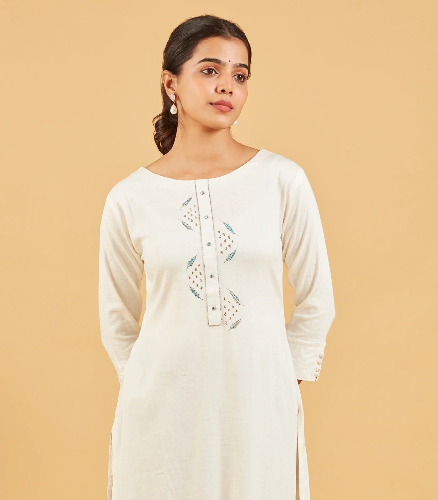 Solid Ivory Cotton Kurta