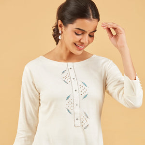 Solid Ivory Cotton Kurta