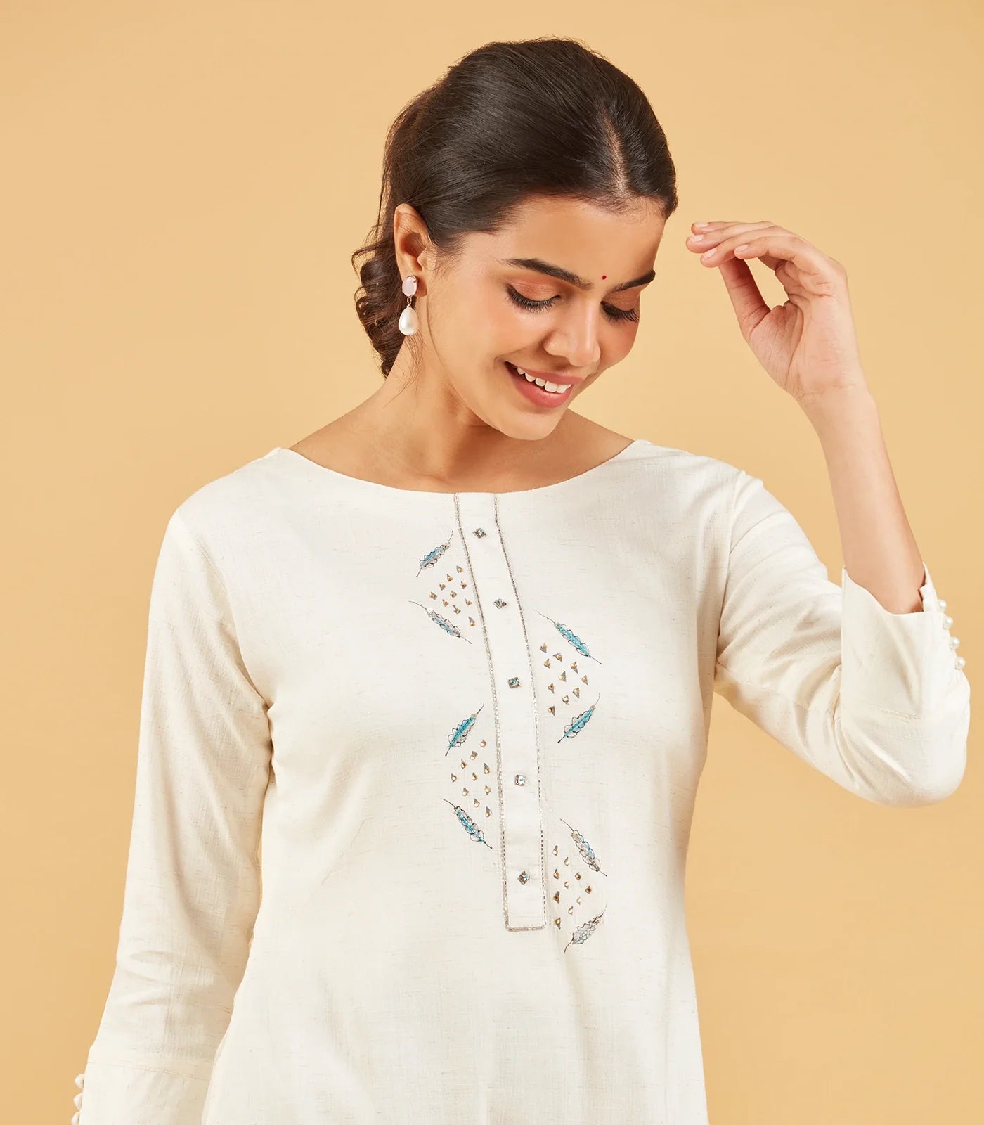 Solid Ivory Cotton Kurta