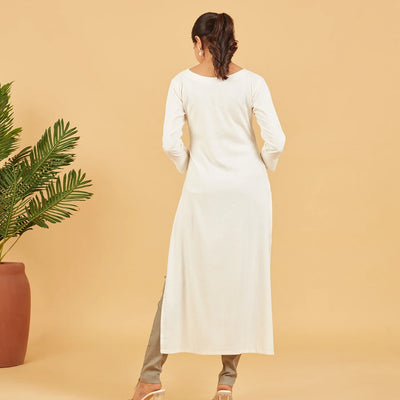 Solid Ivory Cotton Kurta