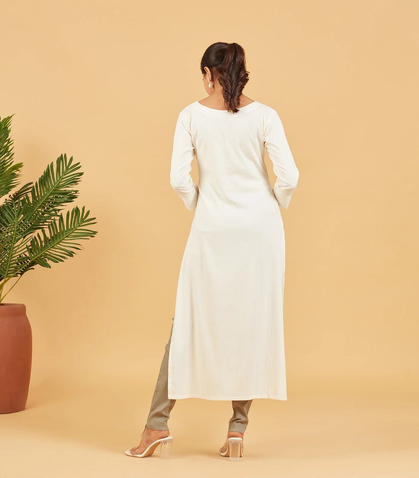 Solid Ivory Cotton Kurta