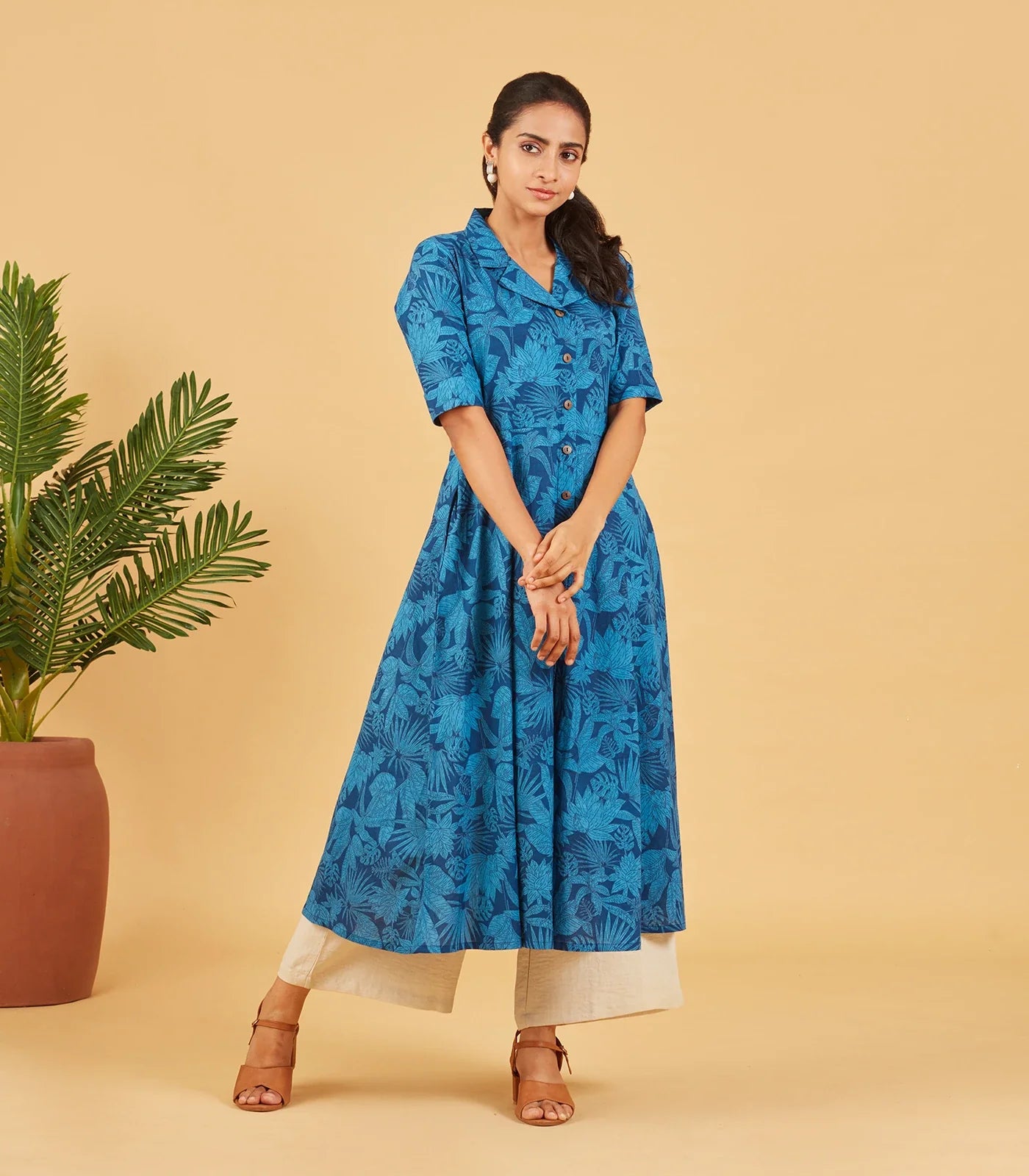 Sapphire Blue Printed Cotton Dress