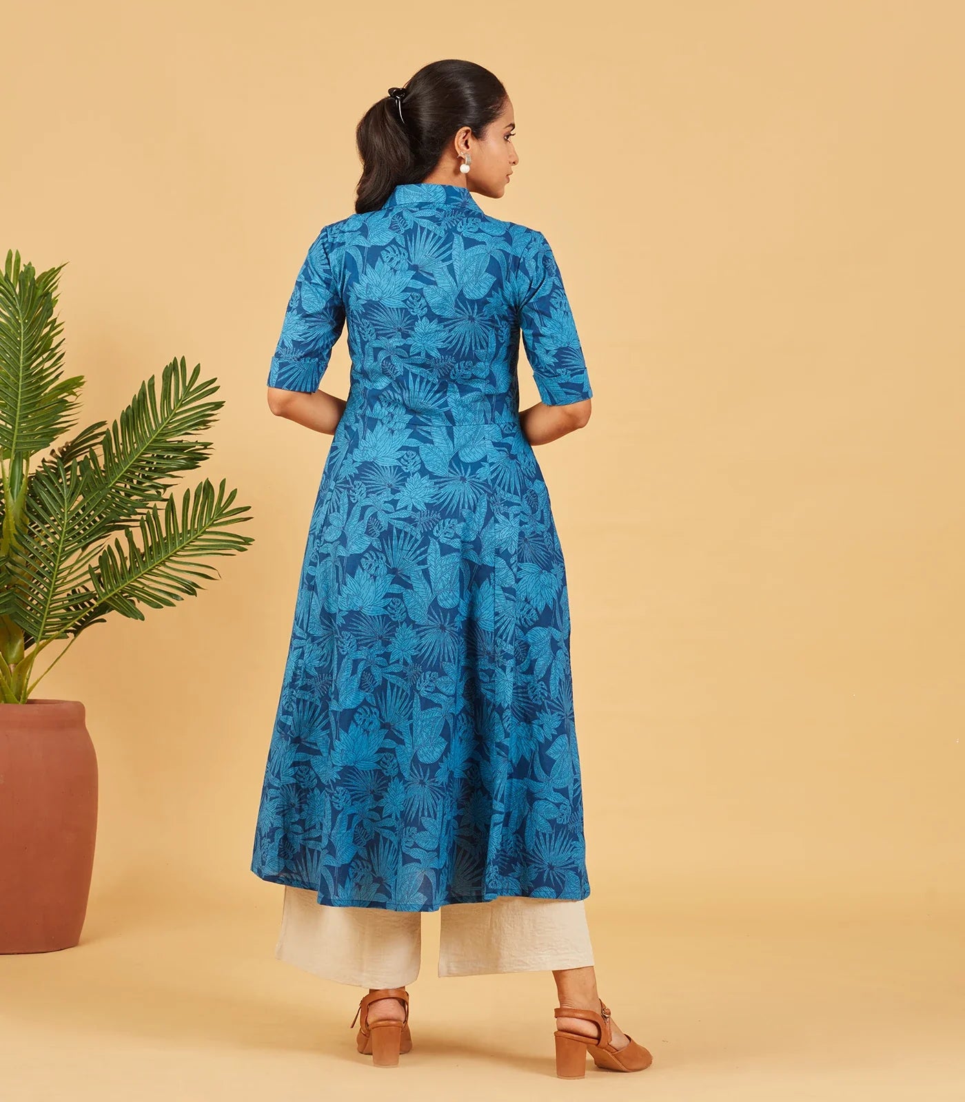 Sapphire Blue Printed Cotton Dress