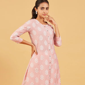 Peach Printed Kurta