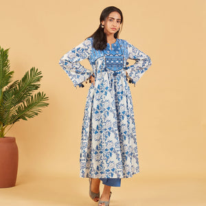 Fresh Spring Blue Cotton Kurta Set