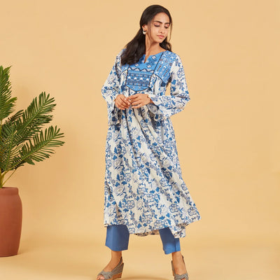 Fresh Spring Blue Cotton Kurta Set