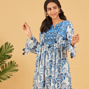 Fresh Spring Blue Cotton Kurta Set