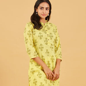 Lemon Fizz Yellow Cotton Kurta Set