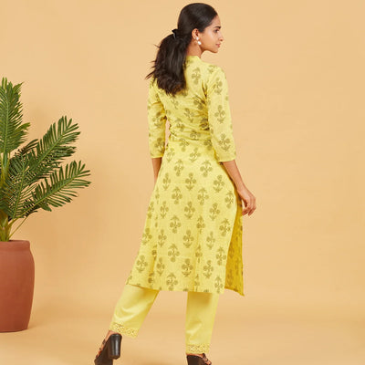 Lemon Fizz Yellow Cotton Kurta Set
