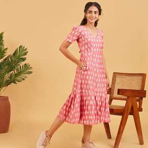 Peach Ikkat Dress
