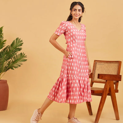 Peach Ikkat Dress