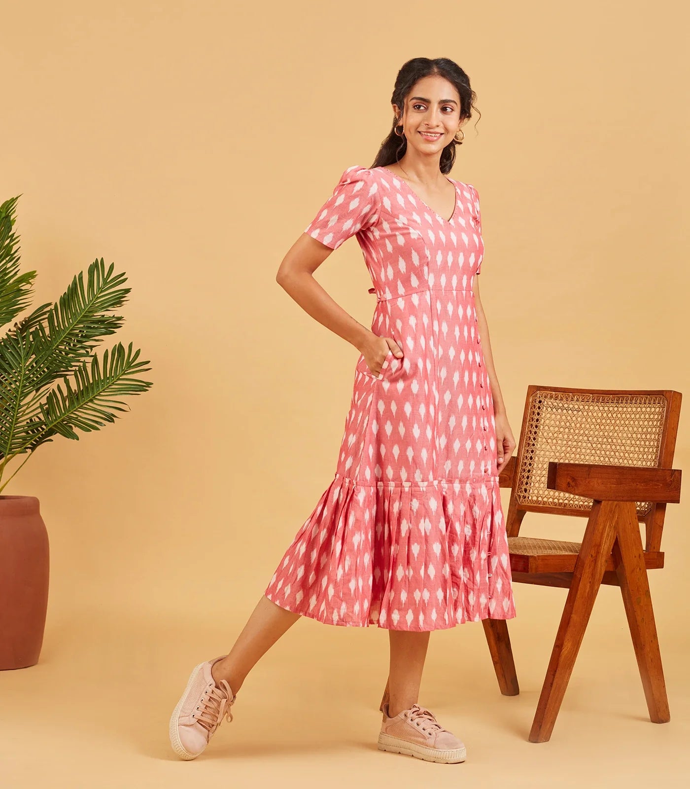 Peach Ikkat Dress