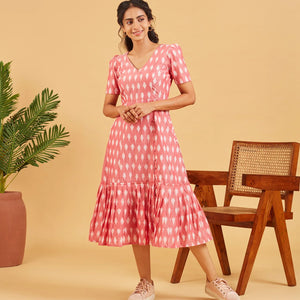 Peach Ikkat Dress