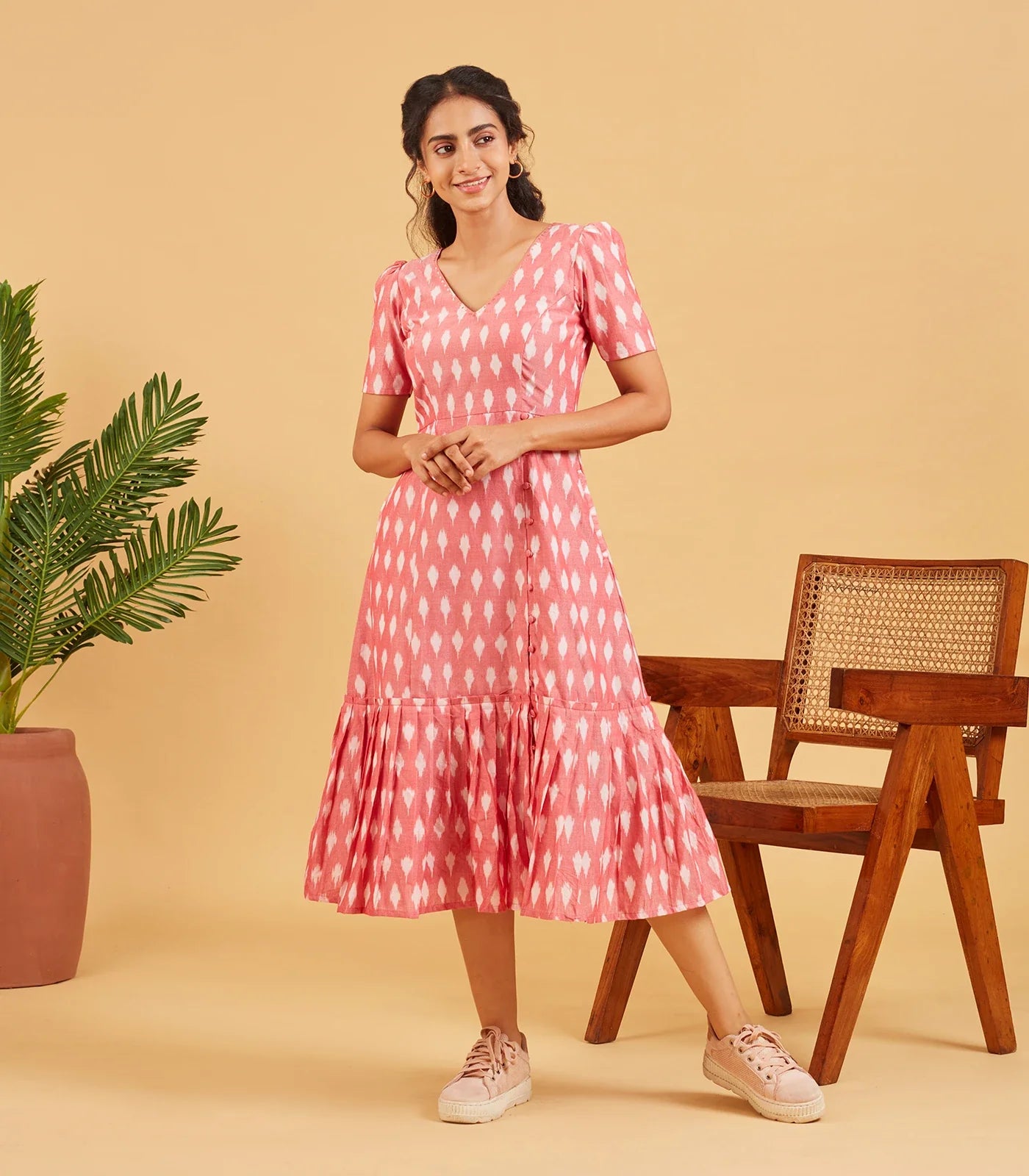 Peach Ikkat Dress