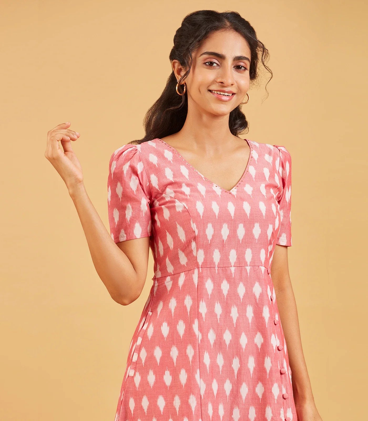 Peach Ikkat Dress