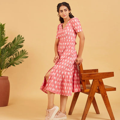 Peach Ikkat Dress