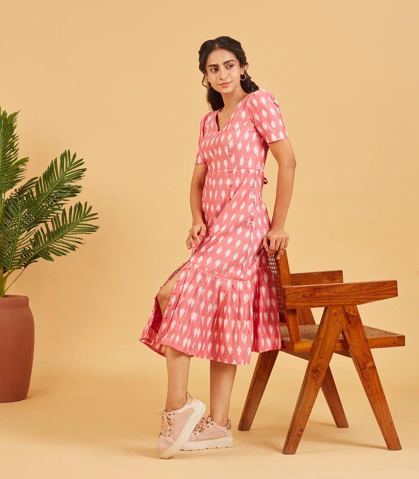 Peach Ikkat Dress