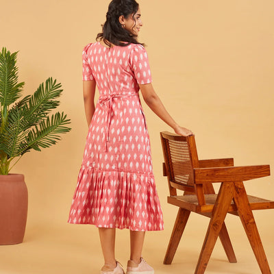 Peach Ikkat Dress