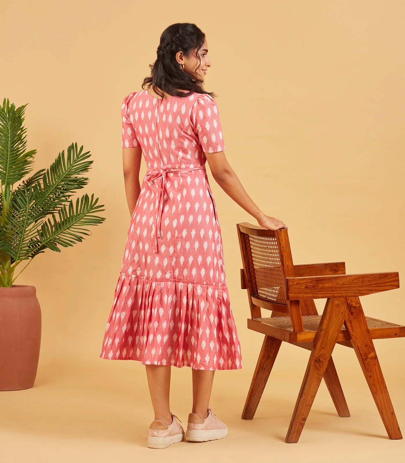 Peach Ikkat Dress