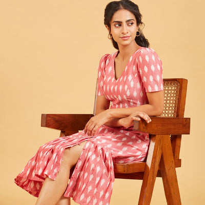 Peach Ikkat Dress