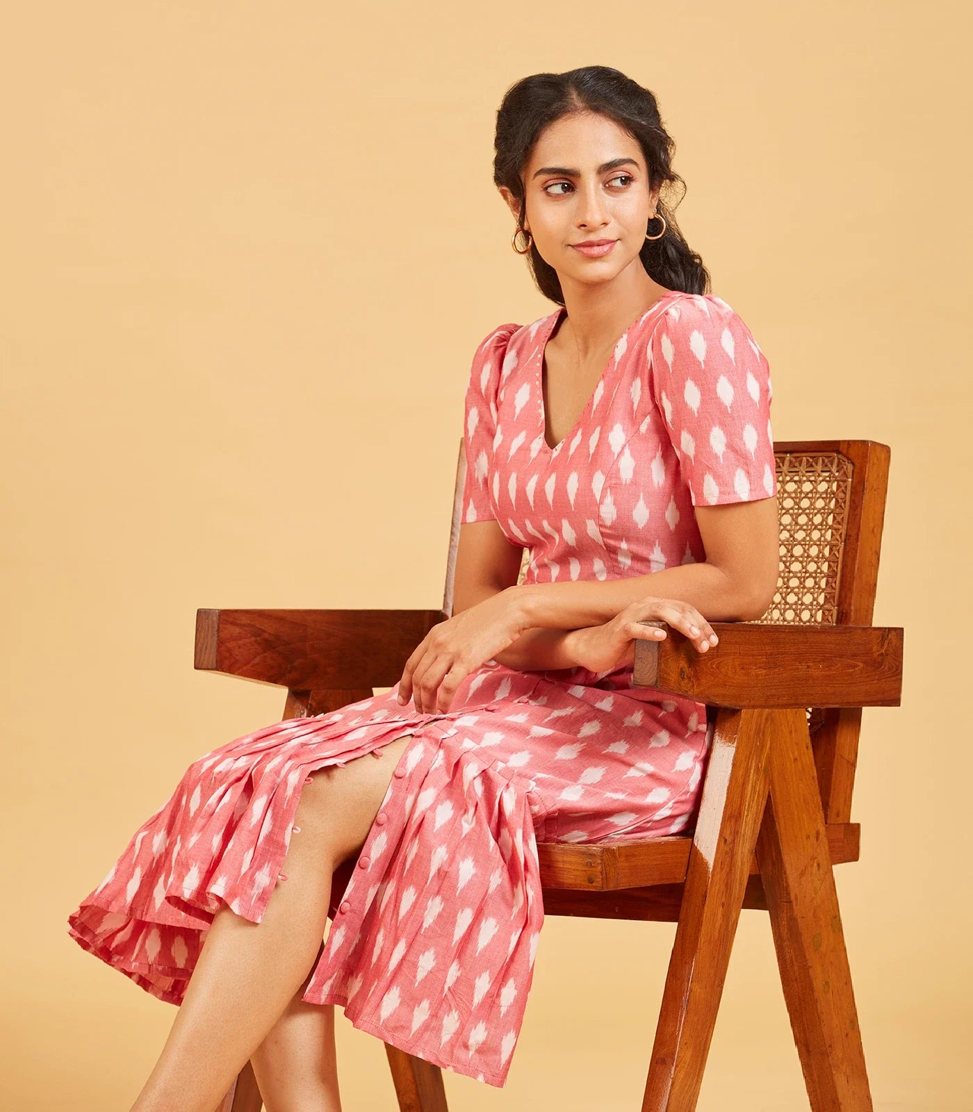 Peach Ikkat Dress