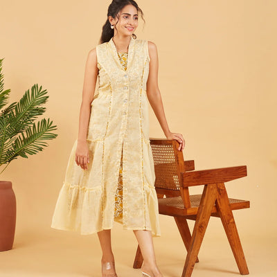 Yellow Layered Tier Dress