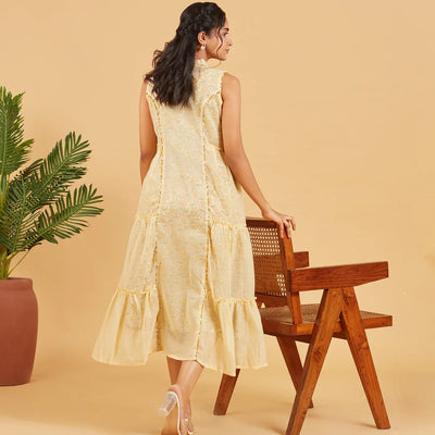 Yellow Layered Tier Dress