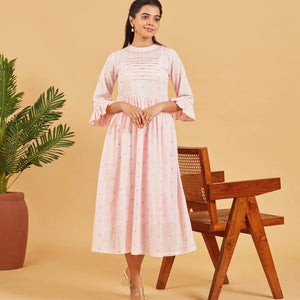 Baby Pink Flared Cotton Dress
