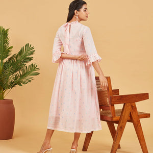Baby Pink Flared Cotton Dress