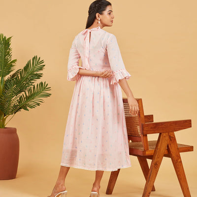 Baby Pink Flared Cotton Dress